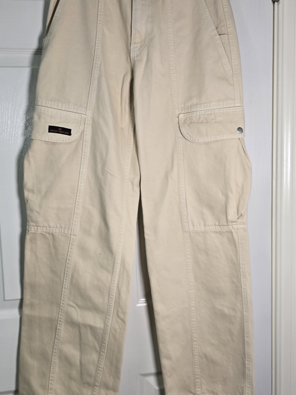 Urban Outfitters Cream Cargo Pants with Utility Pockets